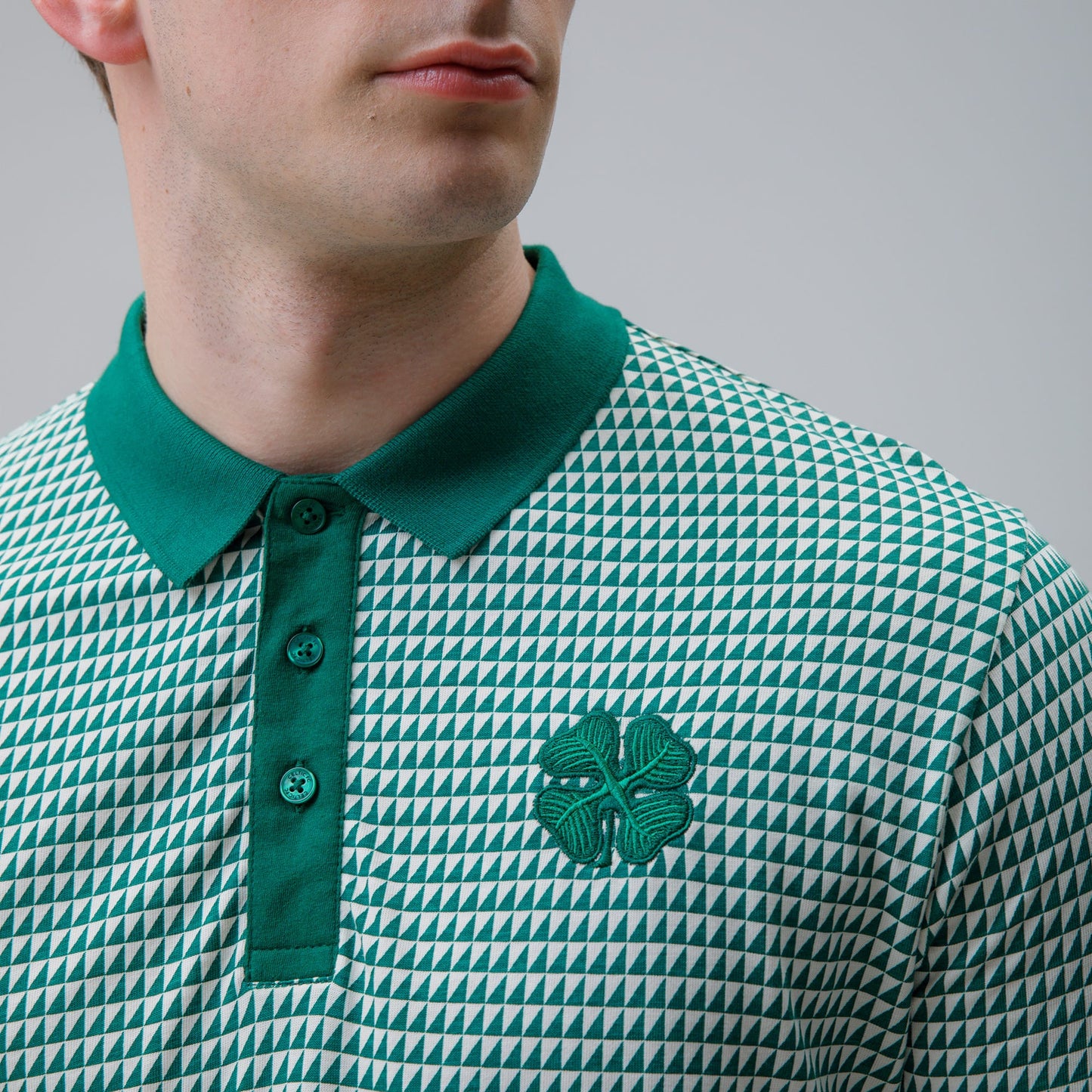 Celtic Clover Men's Geometric Print Polo Shirt