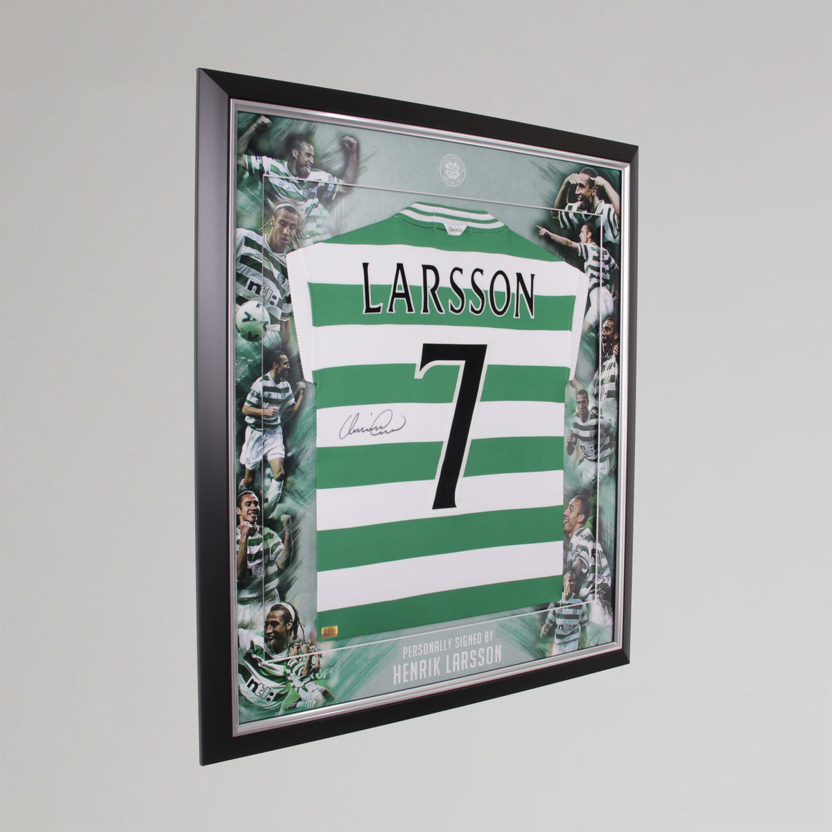 Celtic Henrik Larsson 2000/01 Signed Photographic Framed Shirt