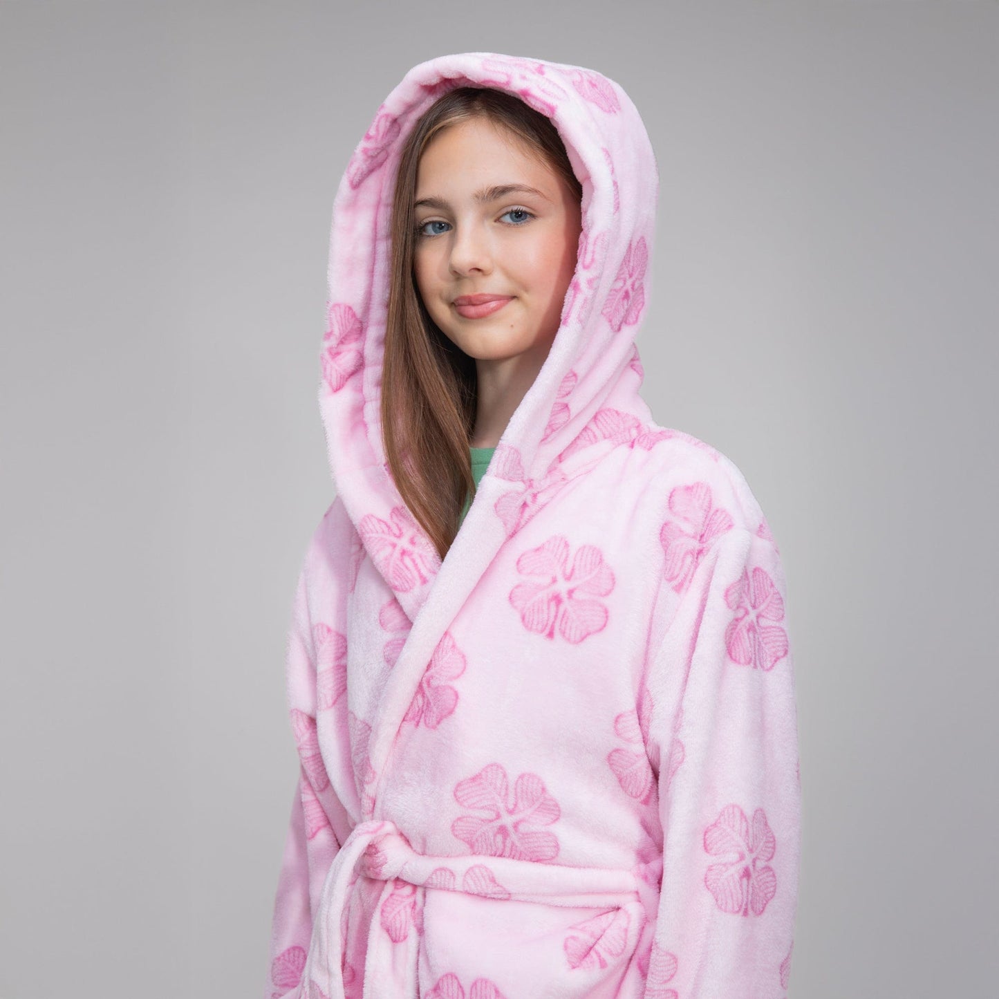 Celtic Junior Pink Clover Print Robe
