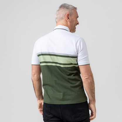 Celtic Mens Cross White Green Panel Polo Shirt