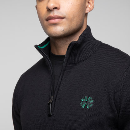 Celtic Clover Black Knit Quarter Zip