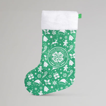 Celtic Christmas Print Green Stocking