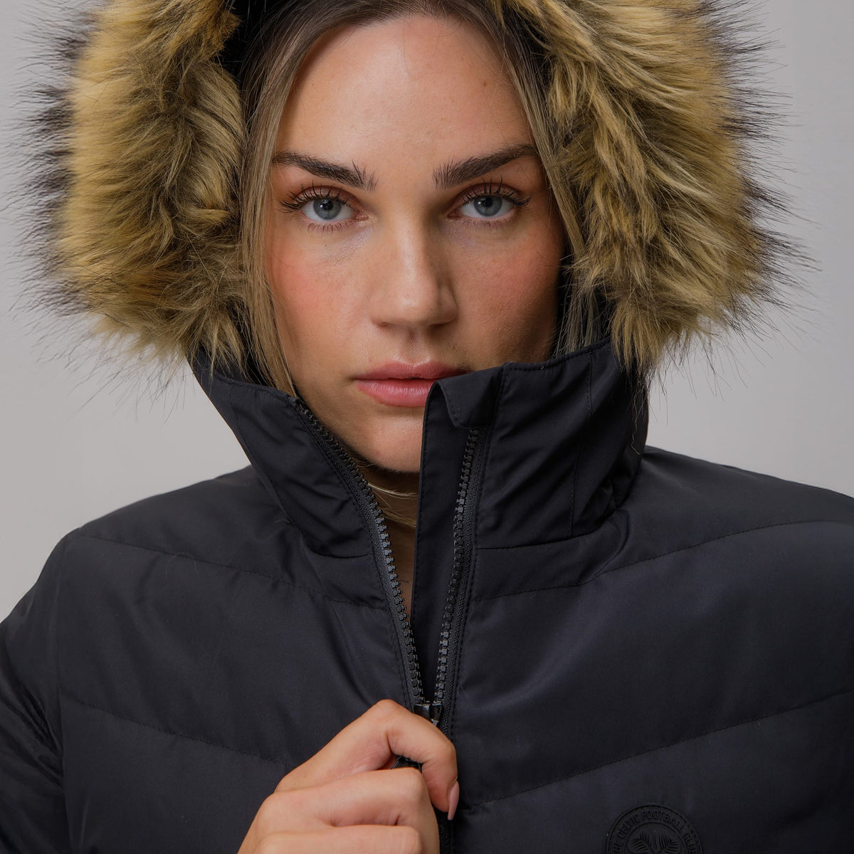 Celtic Ladies Long Padded Black Jacket