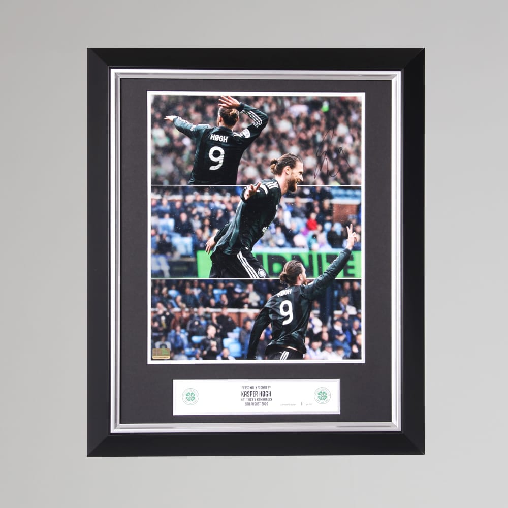 Celtic 2026/27 Kasper Hogh Celebration Signed Framed Print