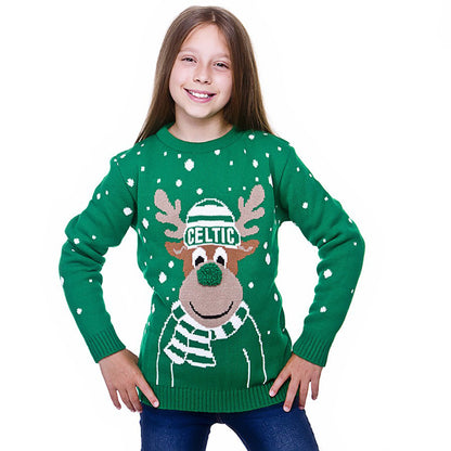 Celtic Junior Reindeer Nose Christmas Jumper