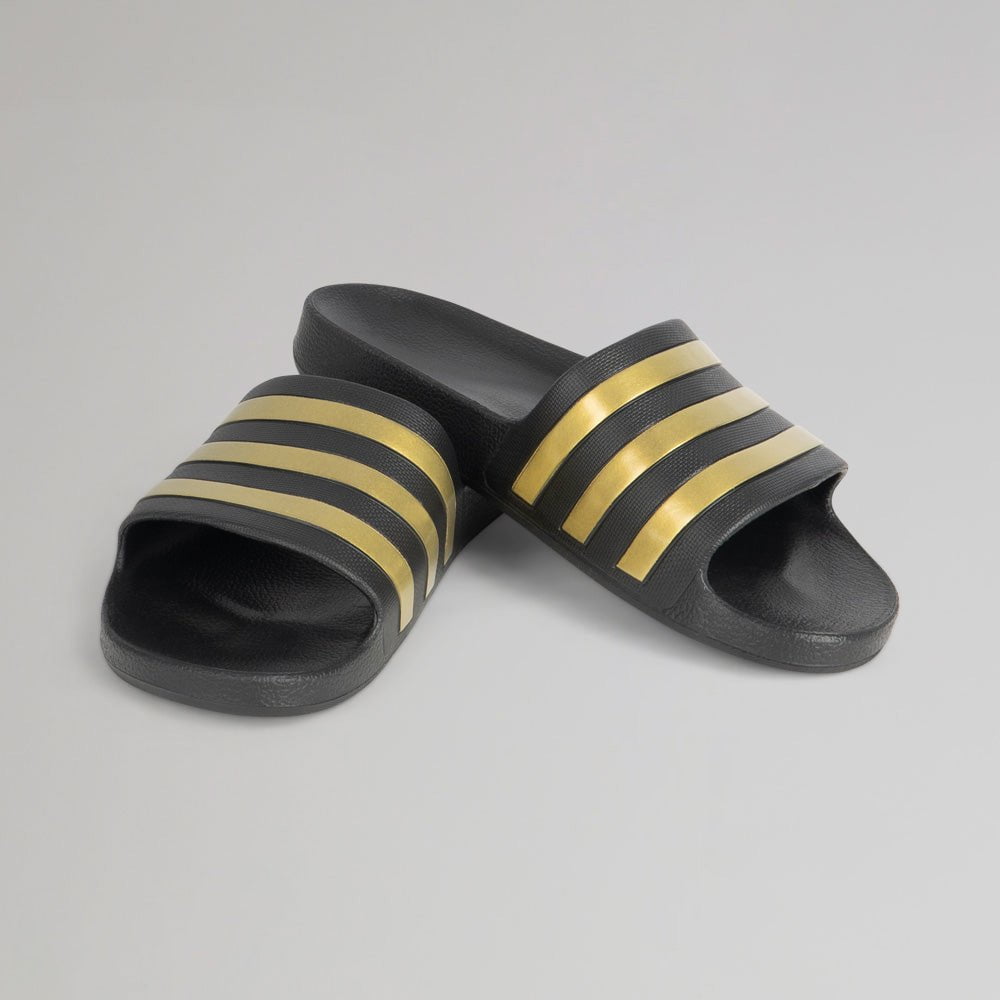 adidas Black and Gold Sliders