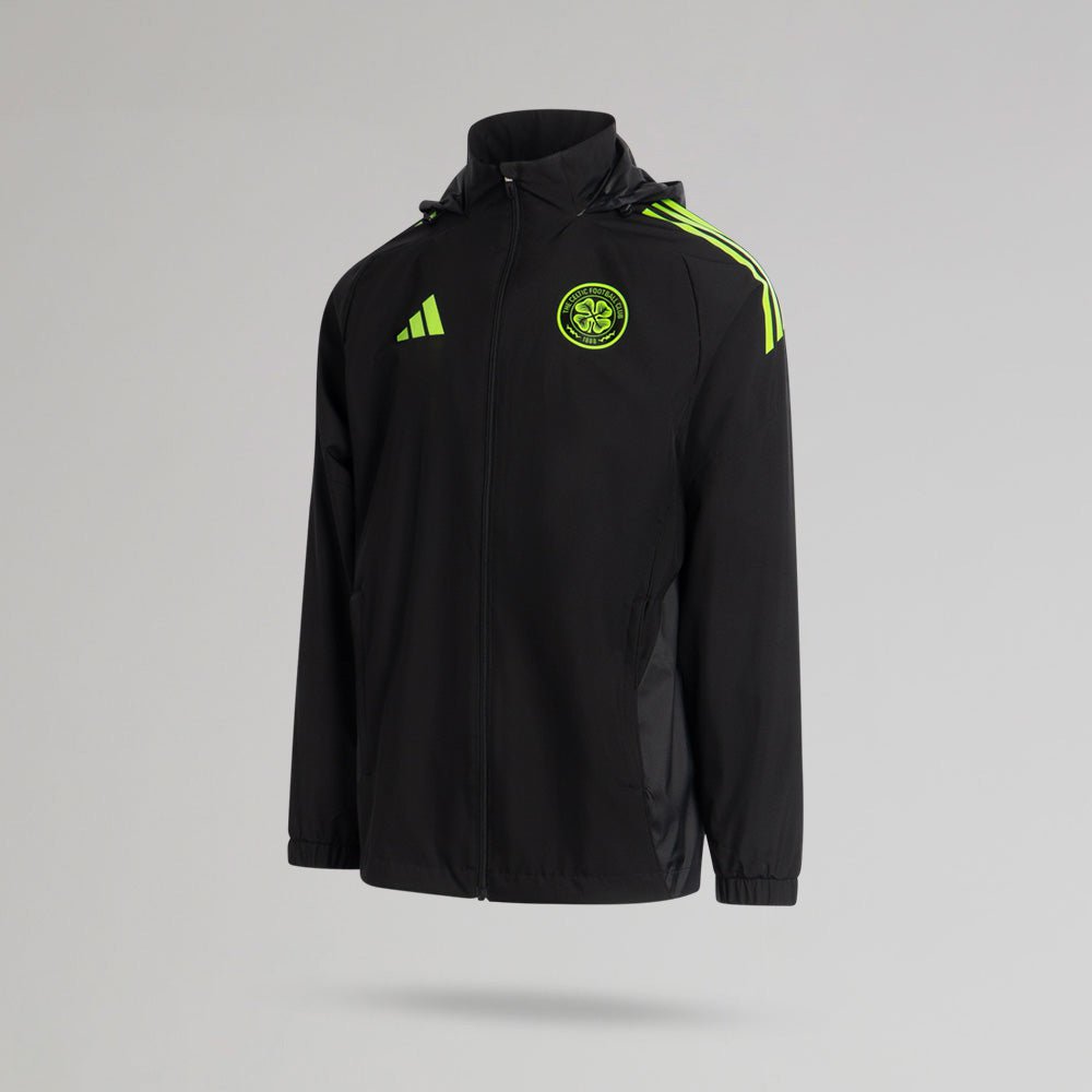 adidas Celtic 2025/26 Black and Neon Green All Weather Jacket