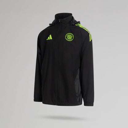 adidas Celtic 2025/26 Black and Neon Green All Weather Jacket