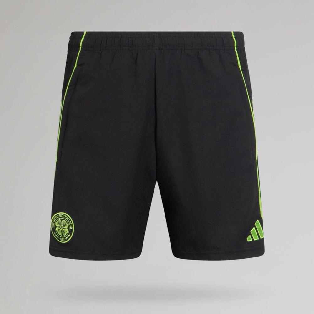 adidas Celtic 2025/26 Black and Neon Green Downtime Shorts