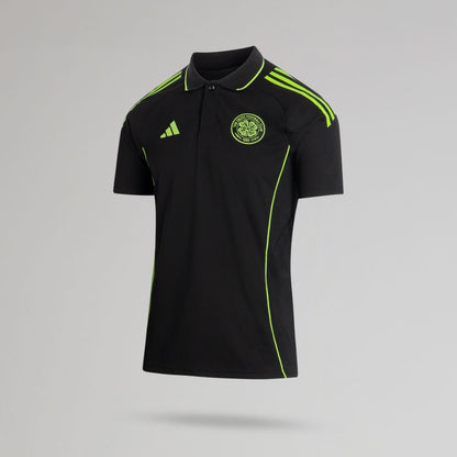 adidas Celtic 2025/26 Black and Neon Green Training Polo Shirt