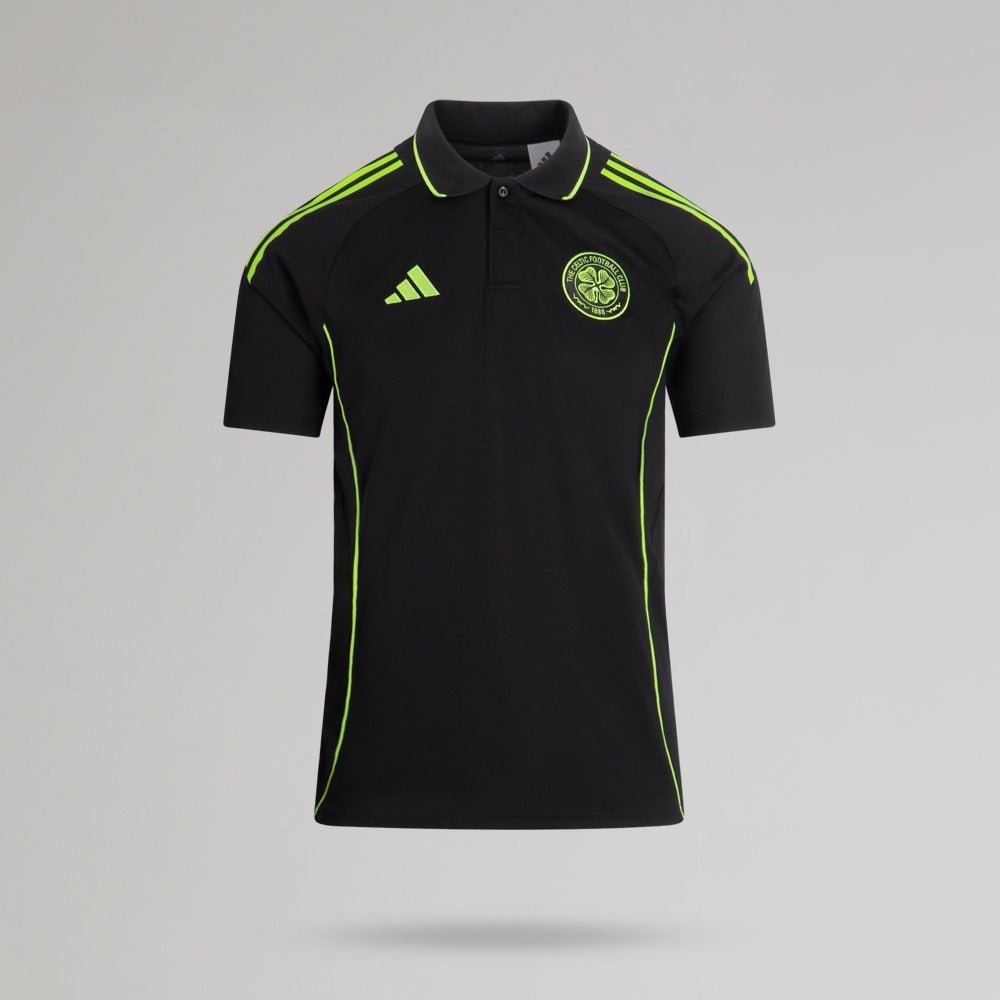 adidas Celtic 2025/26 Black and Neon Green Training Polo Shirt