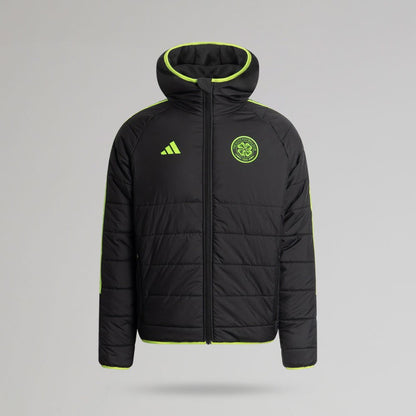 adidas Celtic 2025/26 Black and Neon Green Winter Jacket