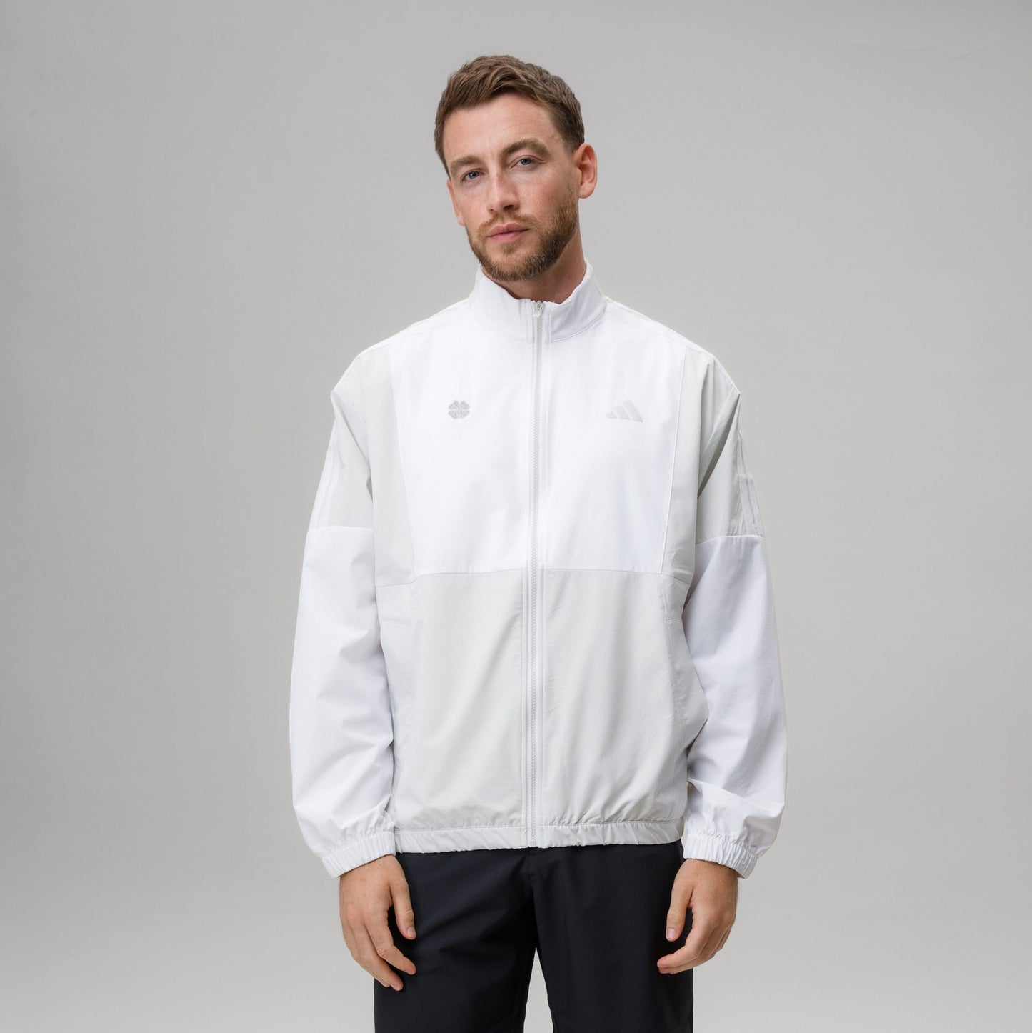 adidas Celtic Golf Beyond Twistweave Full Zip White & Beige Windbreaker