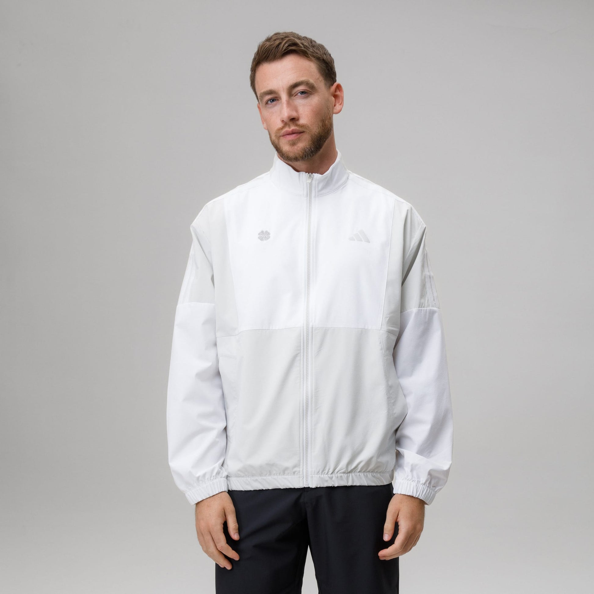 adidas Celtic Golf Beyond Twistweave Full Zip White & Beige Windbreaker
