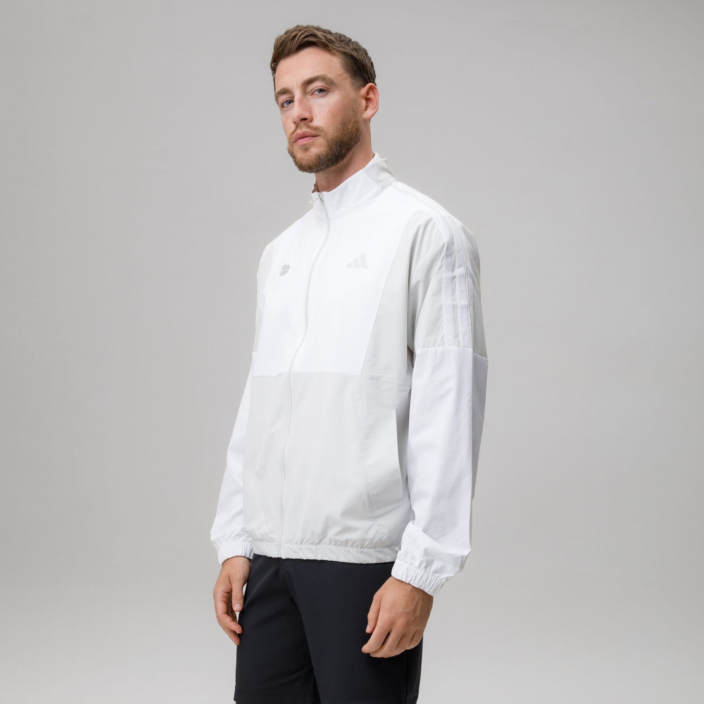 adidas Celtic Golf Beyond Twistweave Full Zip White & Beige Windbreaker