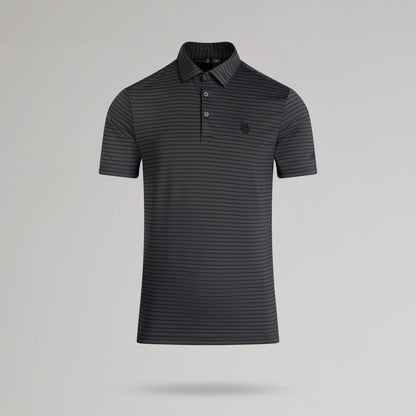 adidas Celtic Golf Performance Two-Colour Stripe Dark Grey Polo Shirt