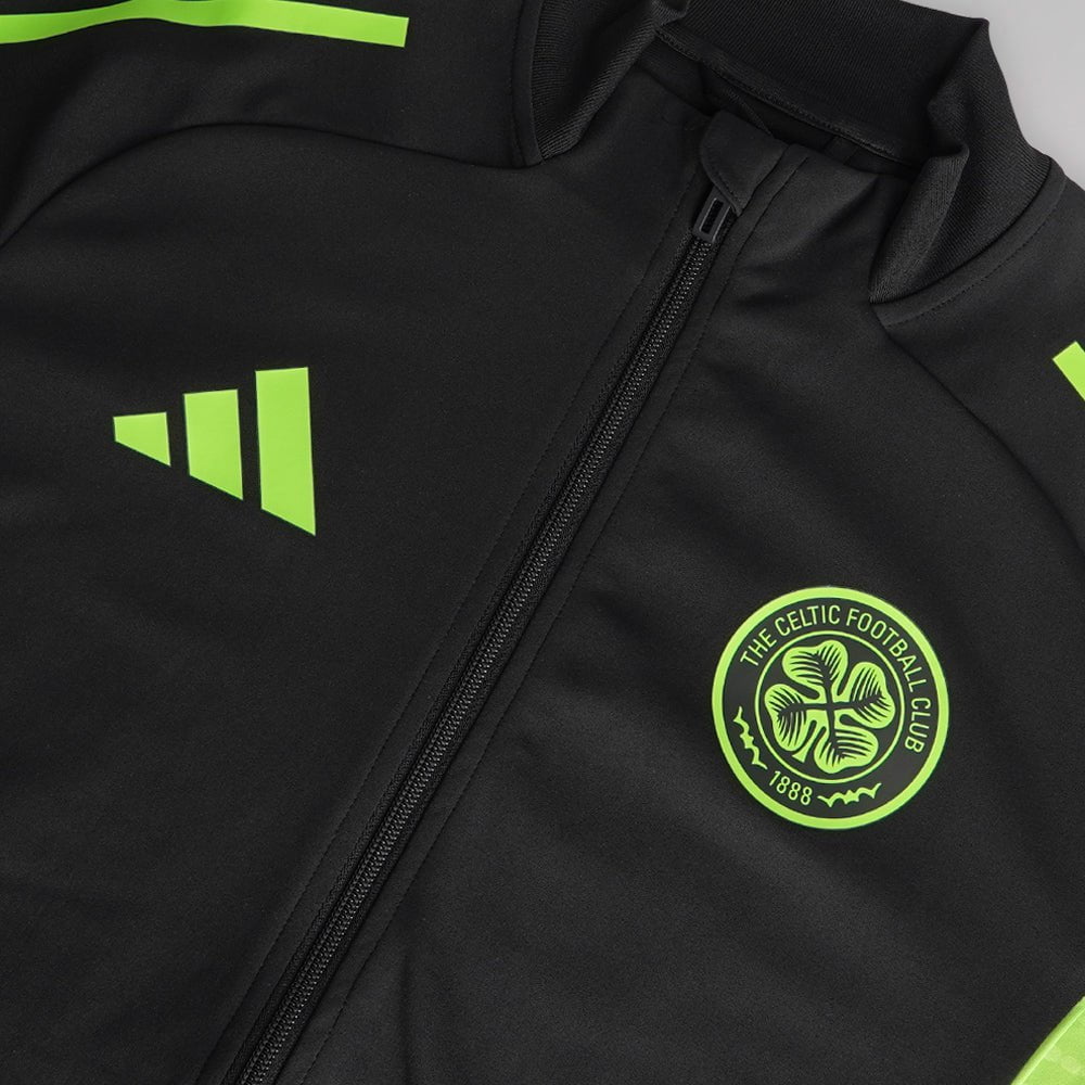 adidas Celtic Junior 2025/26 Black and Neon Green Track Jacket