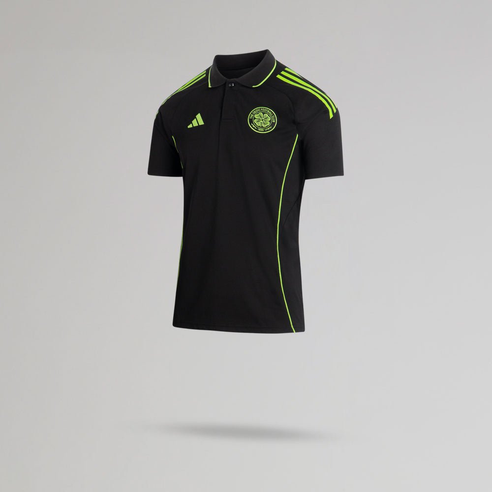 adidas Celtic Junior 2025/26 Black and Neon Green Training Polo