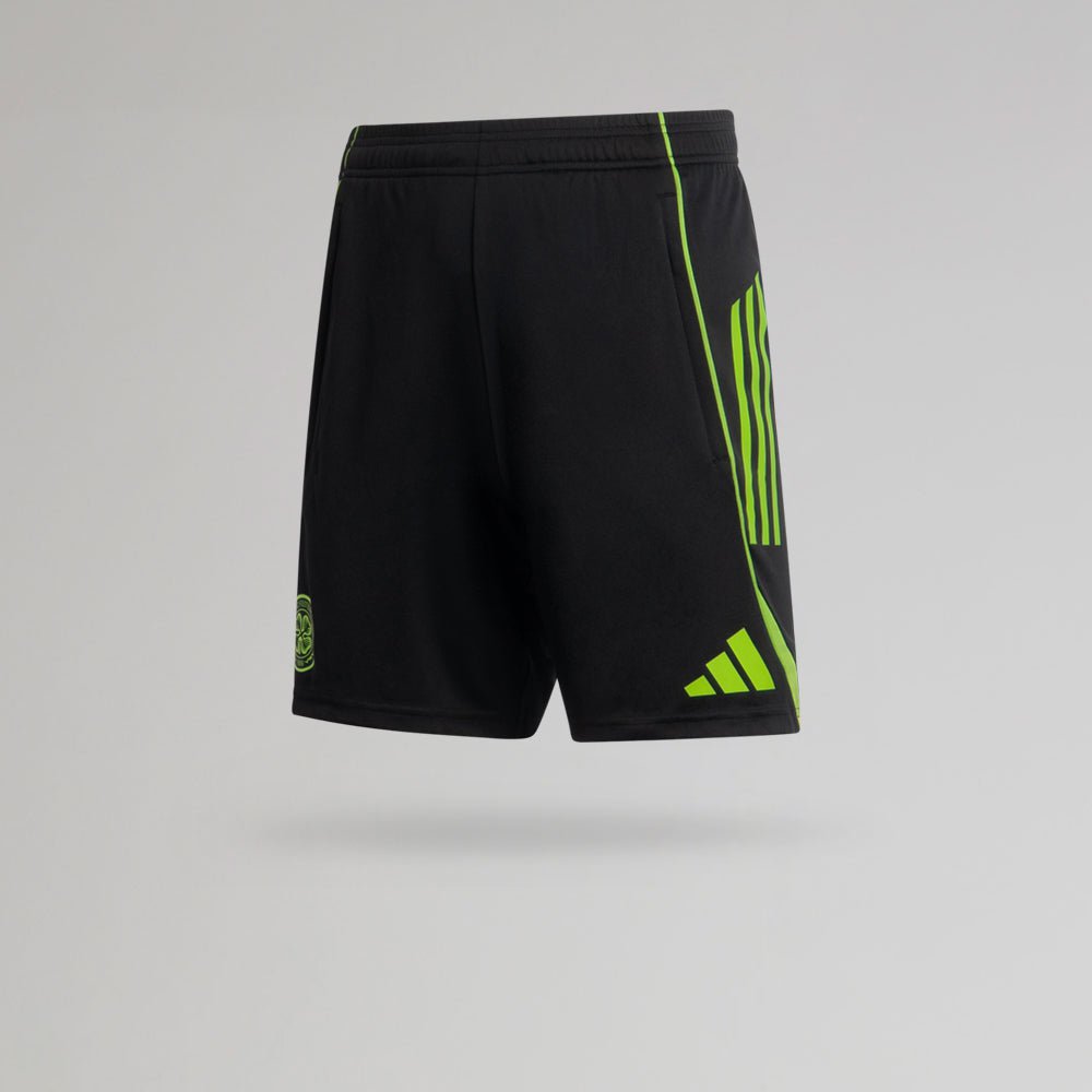 adidas Celtic Junior 2025/26 Black and Neon Green Training Shorts