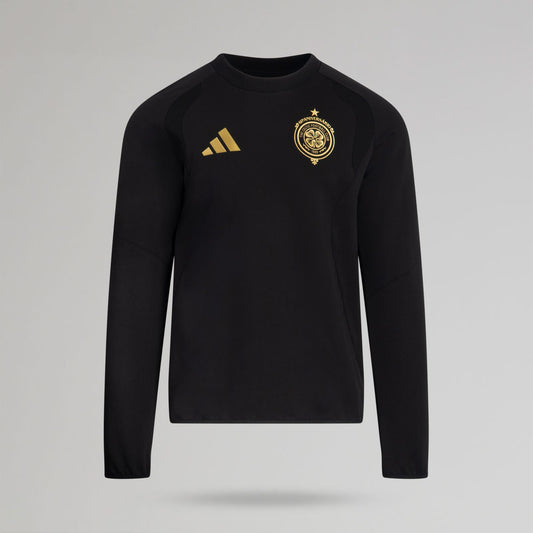 adidas Celtic Tiro Travel Black Crewneck Sweatshirt