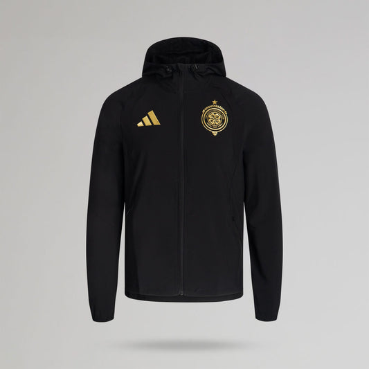 adidas Celtic Tiro Travel Black Full Zip Hooded Windbreaker