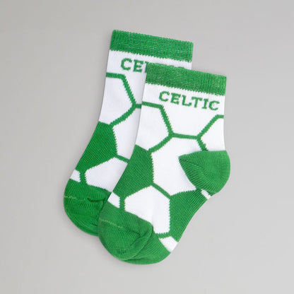 Celtic 2 Pack Green and White Baby Socks