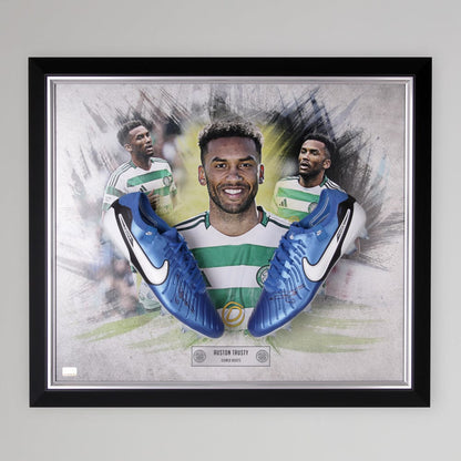 Celtic 2024/25 Auston Trusty Signed Framed Signed Boots