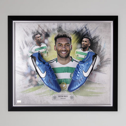 Celtic 2024/25 Auston Trusty Signed Framed Signed Boots