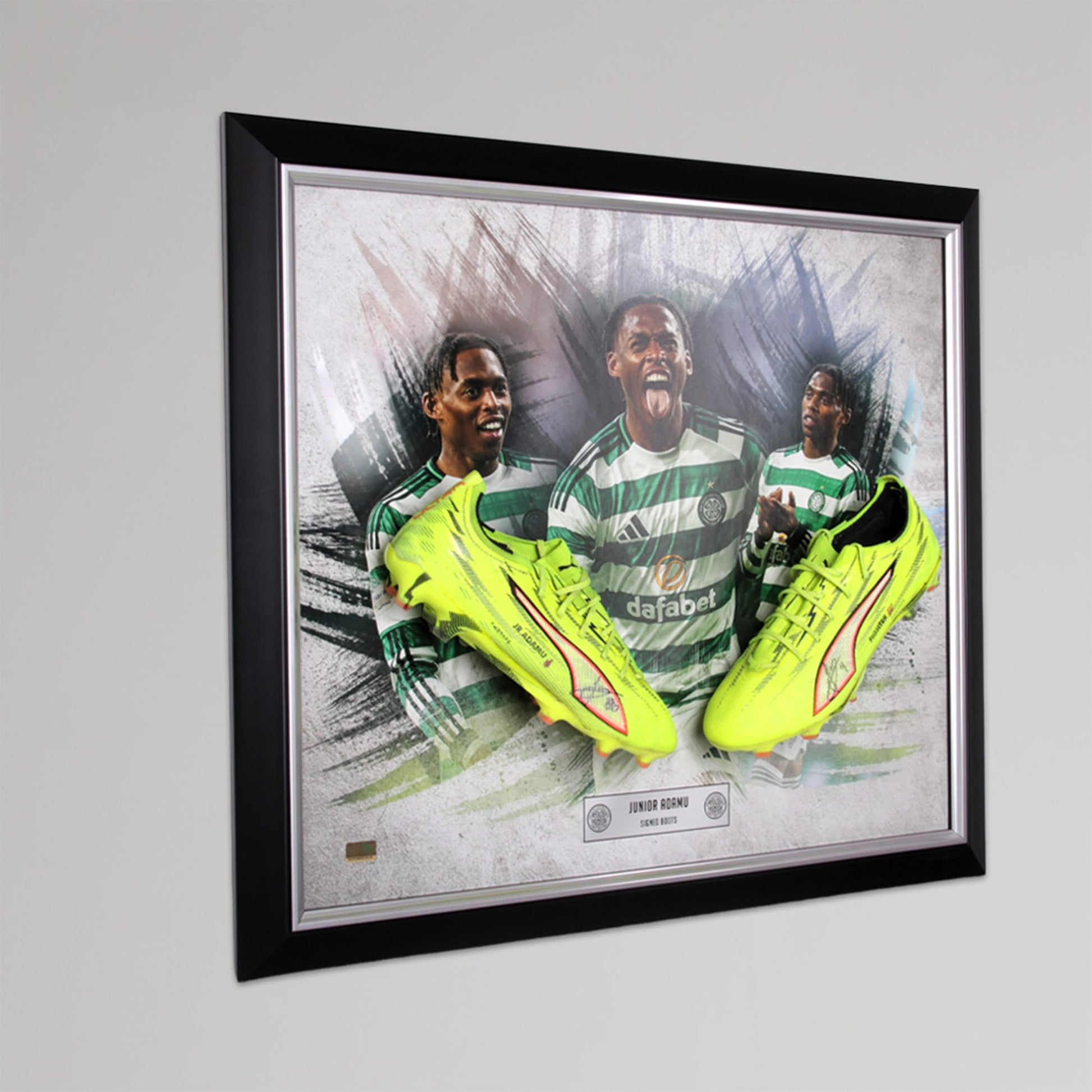 Celtic 2025/26 Jr.Adamu Match Worn Signed Framed Boots