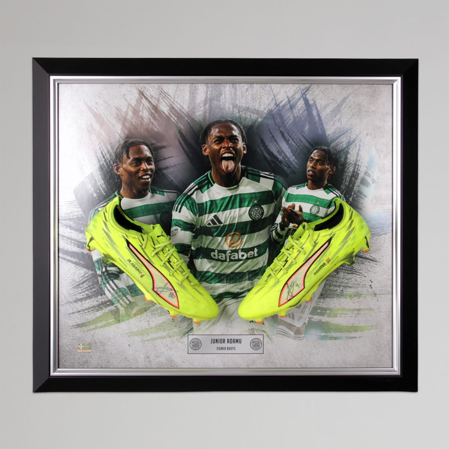 Celtic 2025/26 Jr.Adamu Match Worn Signed Framed Boots