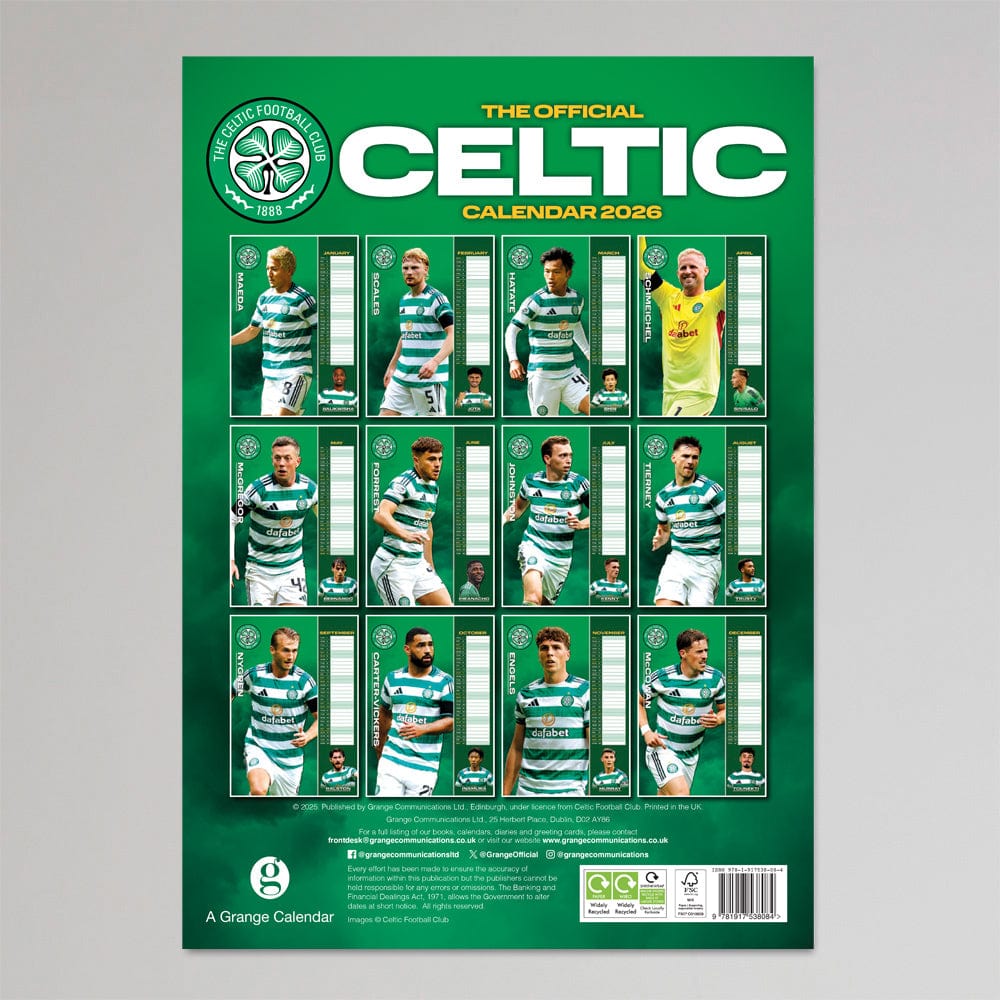 Celtic 2026 Player Calendar Official Celtic Store Celtic 2026 Player Calendar 1197540845 
