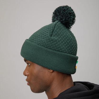 Celtic Adult Crest Waffle TriColour Pom Beanie