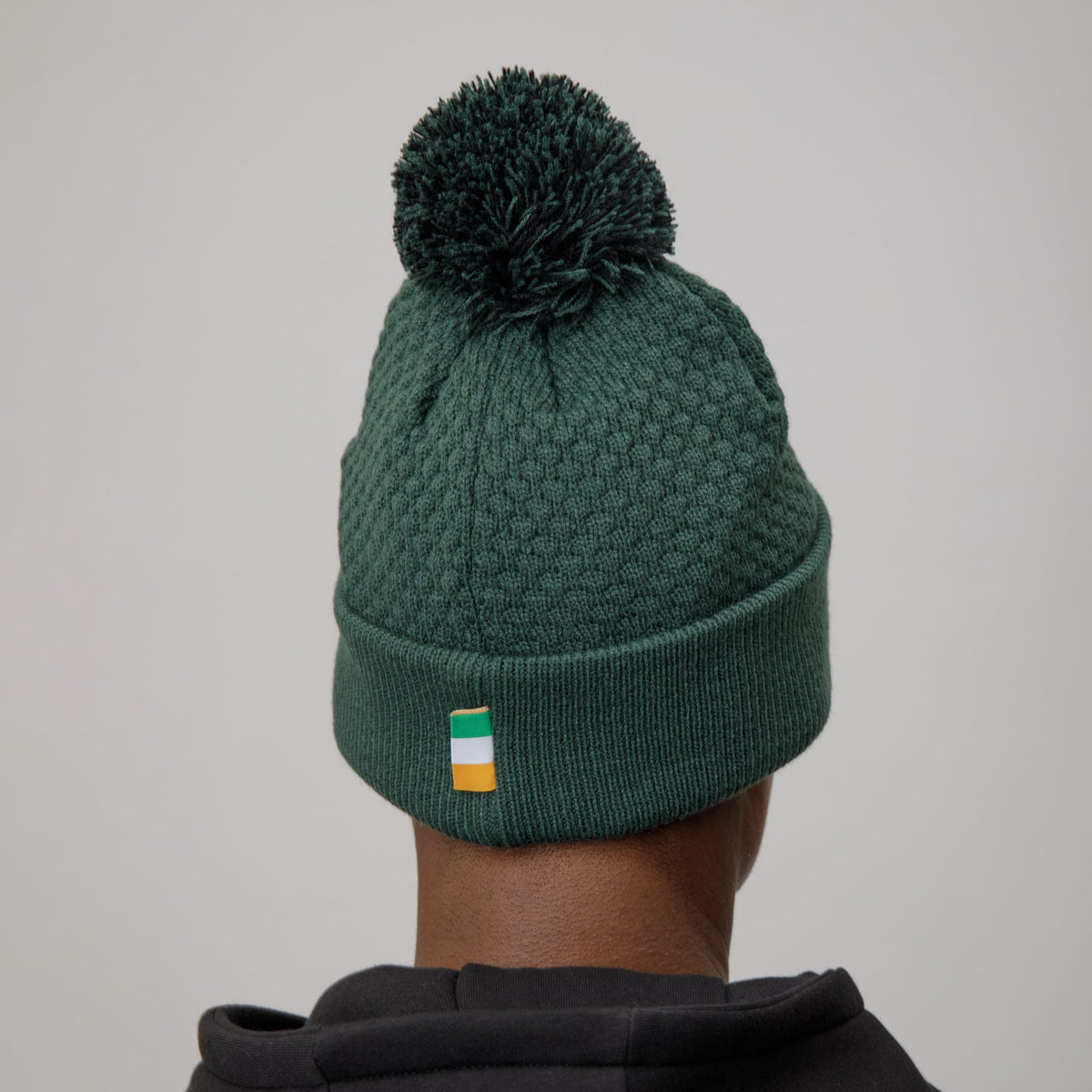 Celtic Adult Crest Waffle TriColour Pom Beanie