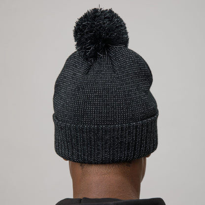 Celtic Adult Reflective Black Pom Beanie