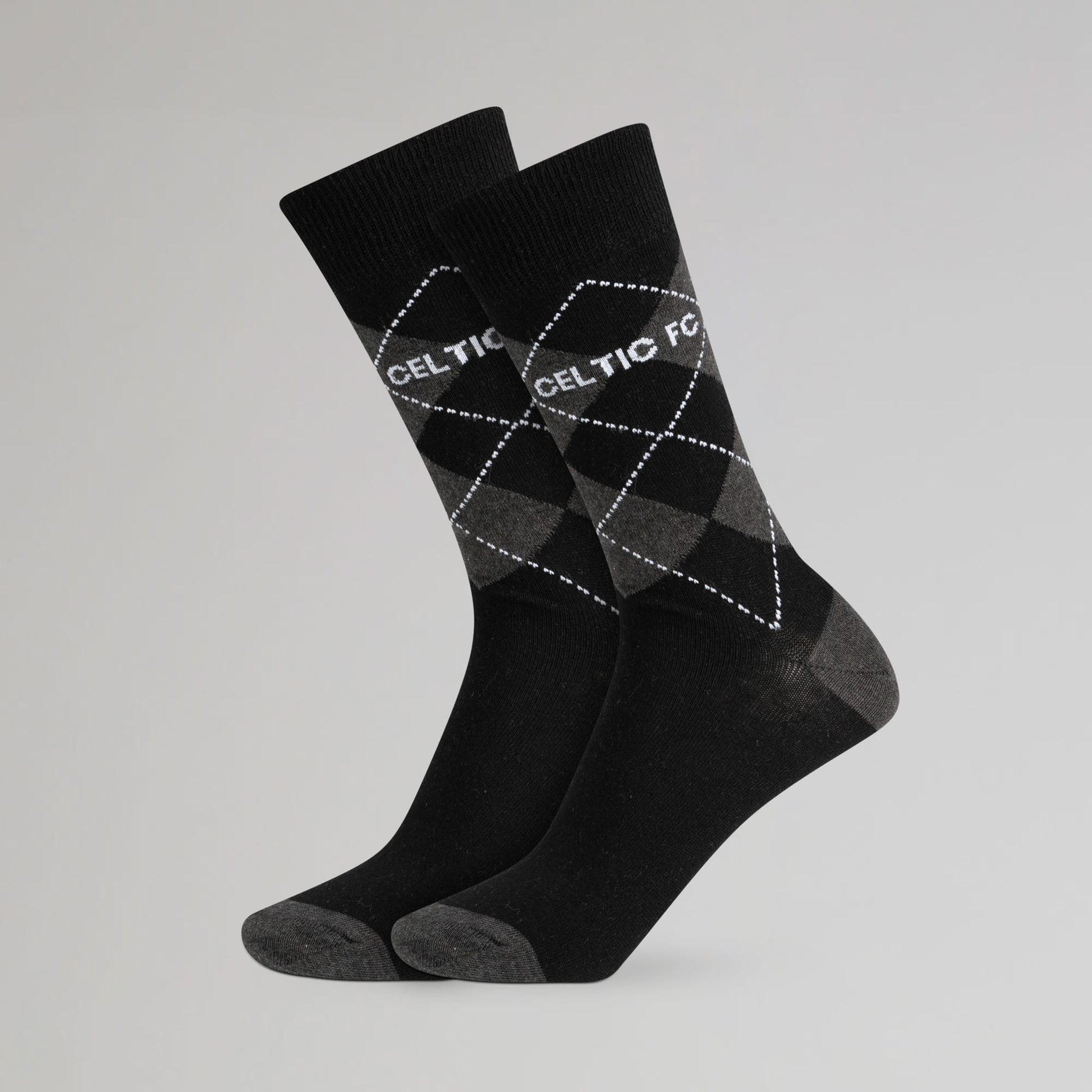 Celtic Argyle Print Black Socks