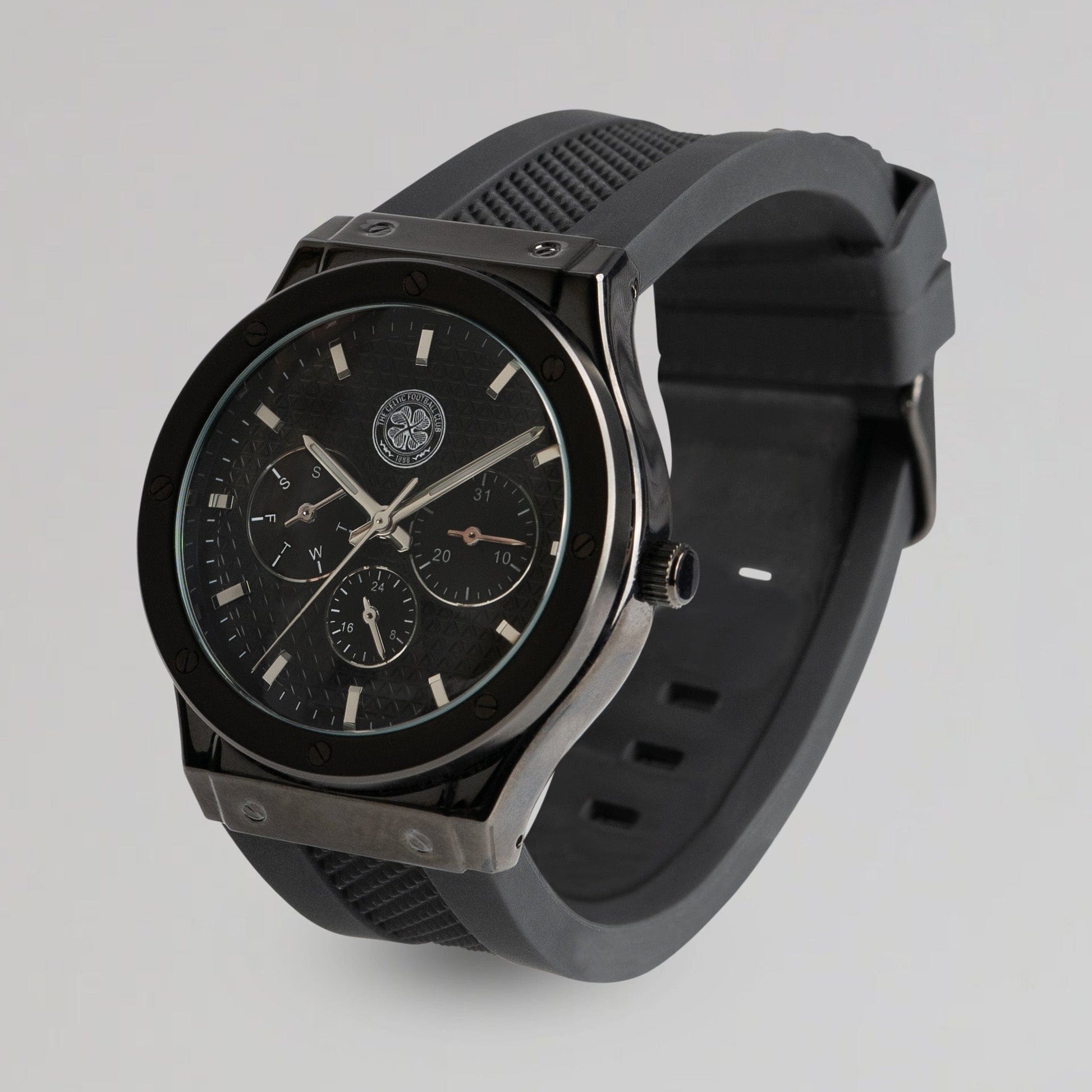Celtic Black Silicone Strap Watch