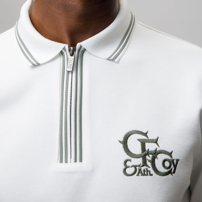 Celtic CFCoy Men's White Zip Polo