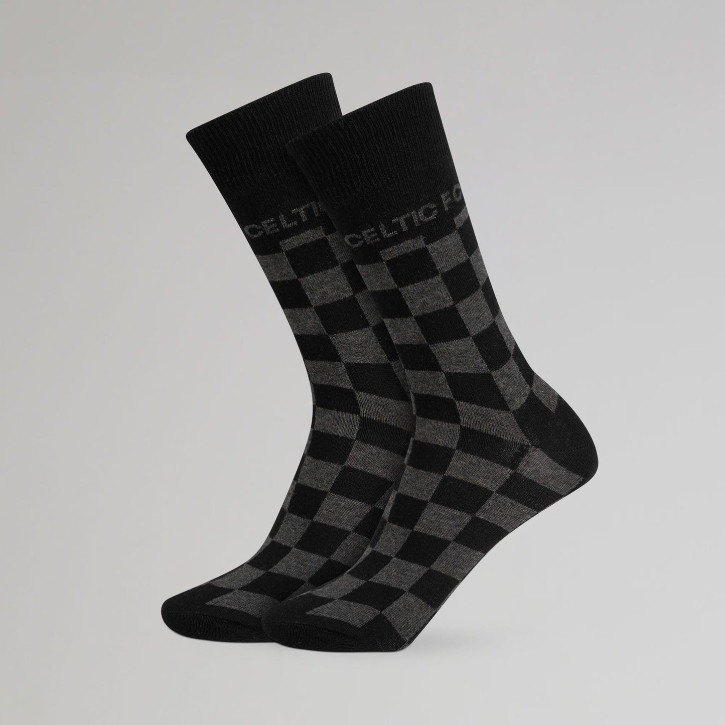 Celtic Checkerboard Print Black Socks