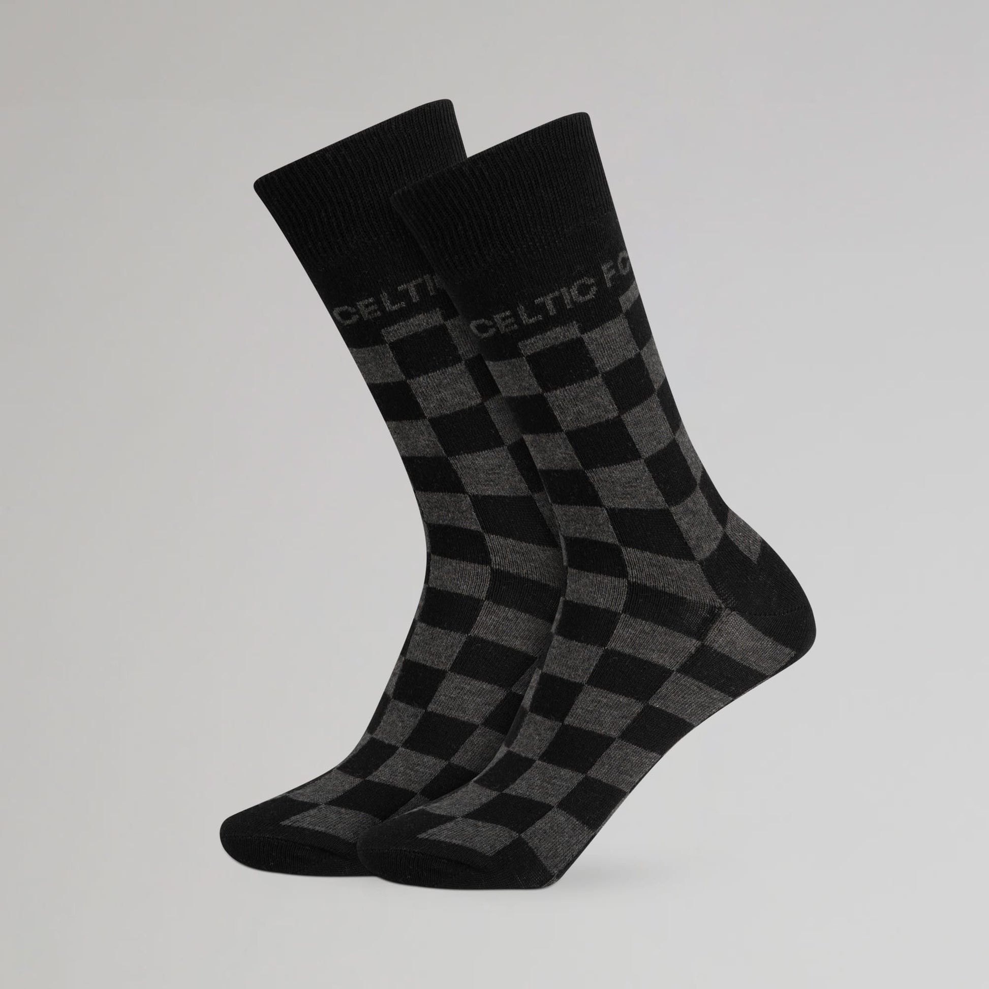 Celtic Checkerboard Print Black Socks