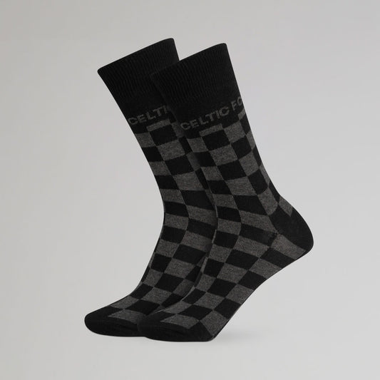 Celtic Checkerboard Print Black Socks