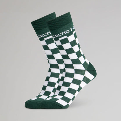 Celtic Checkerboard Print Green Socks