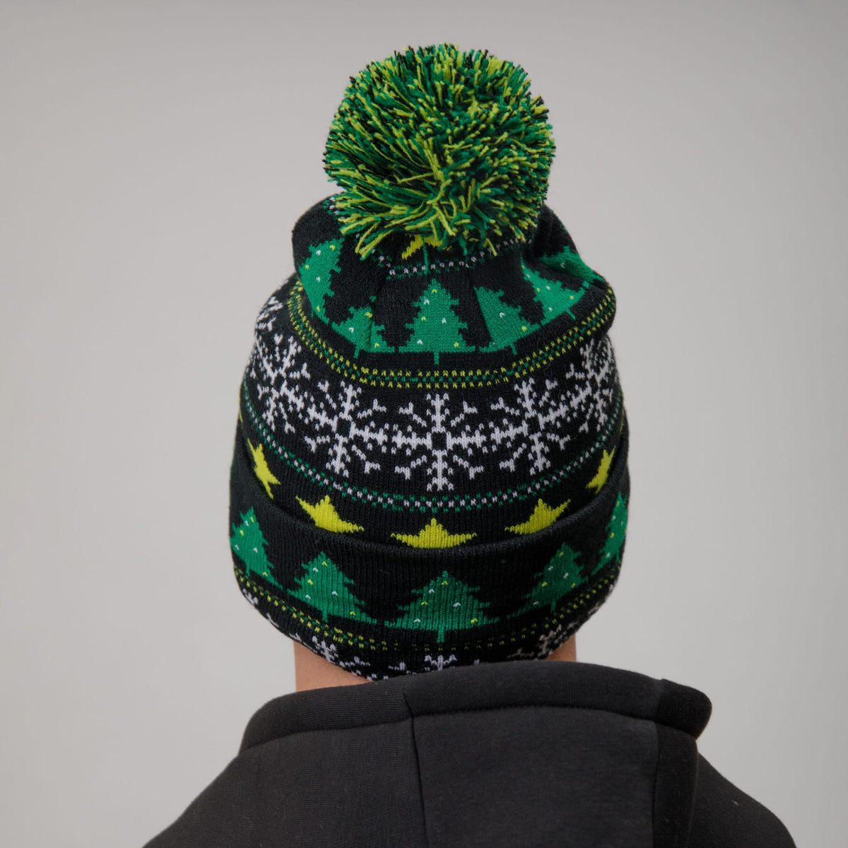 Celtic Christmas Adult Black Pom Beanie