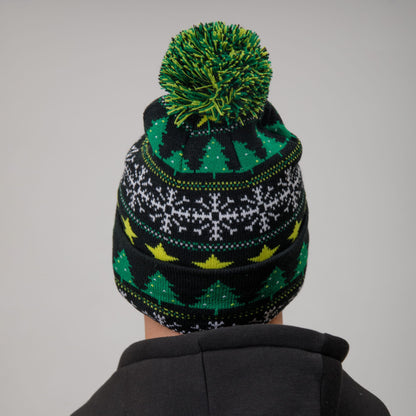 Celtic Christmas Adult Black Pom Beanie