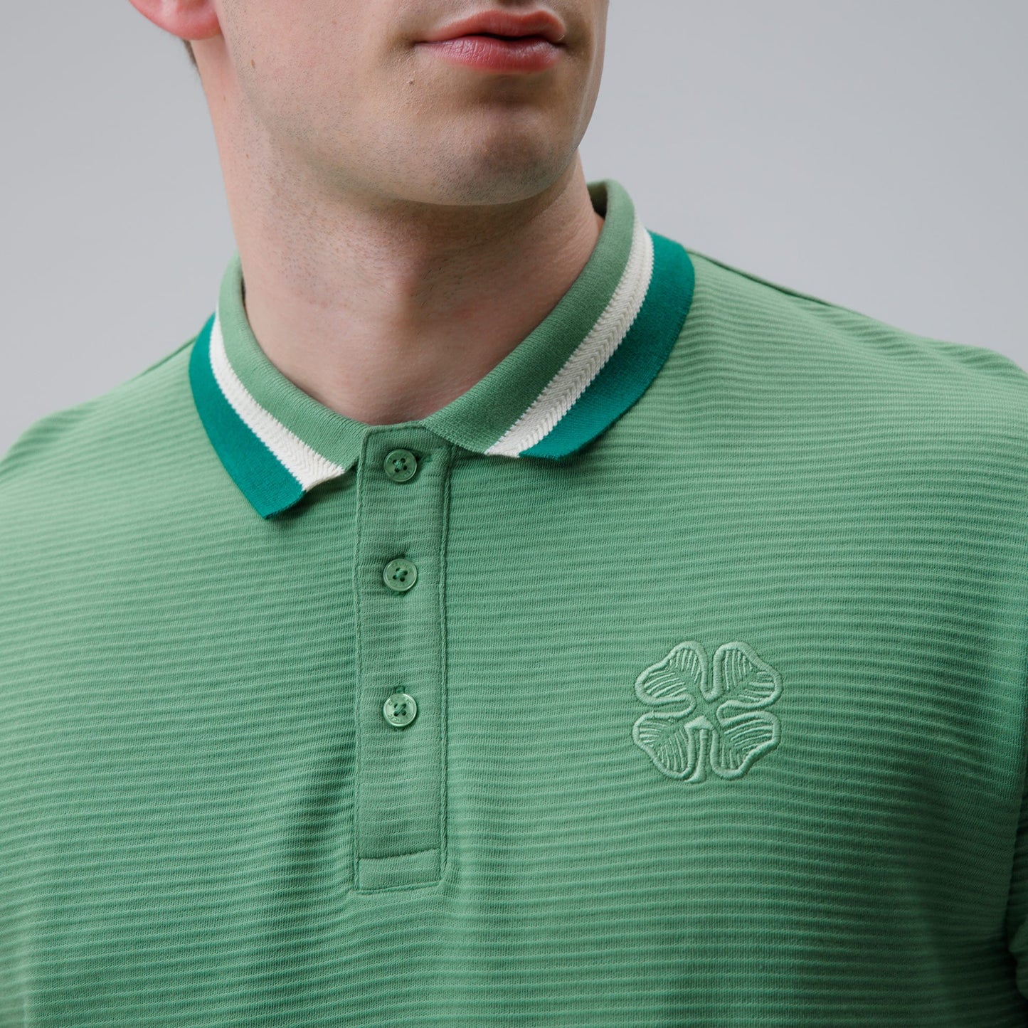 Celtic Clover Men's Ripple Green Polo Shirt