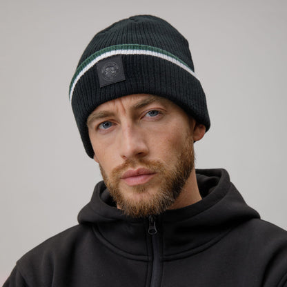 Celtic Crest Adult Ribbed Knit Black Beanie
