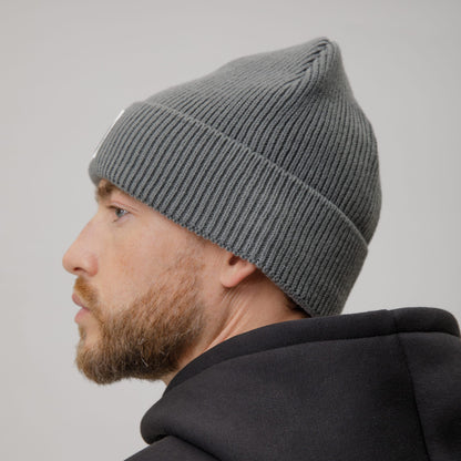 Celtic Crest Adult Ribbed Knit Grey Beanie