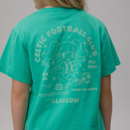 Celtic Crest Junior Anime Print Green T-Shirt