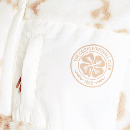 Celtic Crest Women's White Beige Print Quarter Zip Fleece