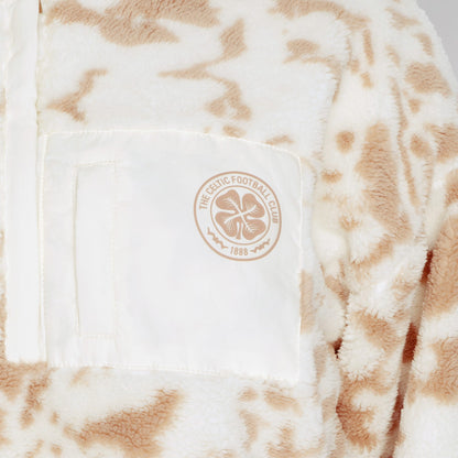 Celtic Crest Women's White Beige Print Quarter Zip Fleece