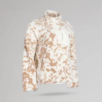 Celtic Crest Women's White Beige Print Quarter Zip Fleece